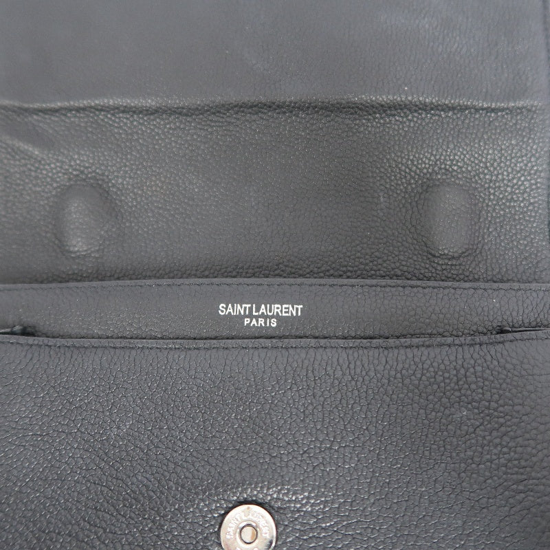 YSL Saint Laurent Sunset Shoulder Bag Calfskin Black Silver Hardware