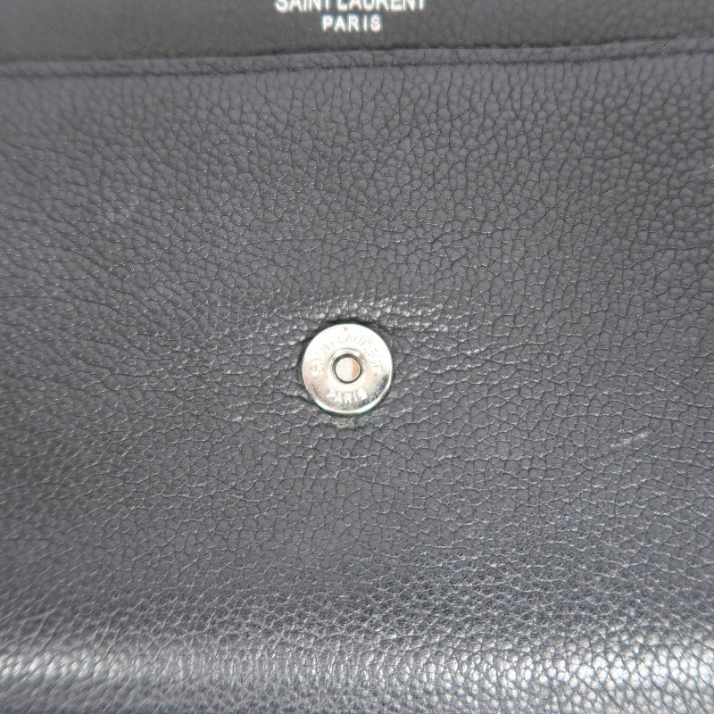 YSL Saint Laurent Sunset Shoulder Bag Calfskin Black Silver Hardware