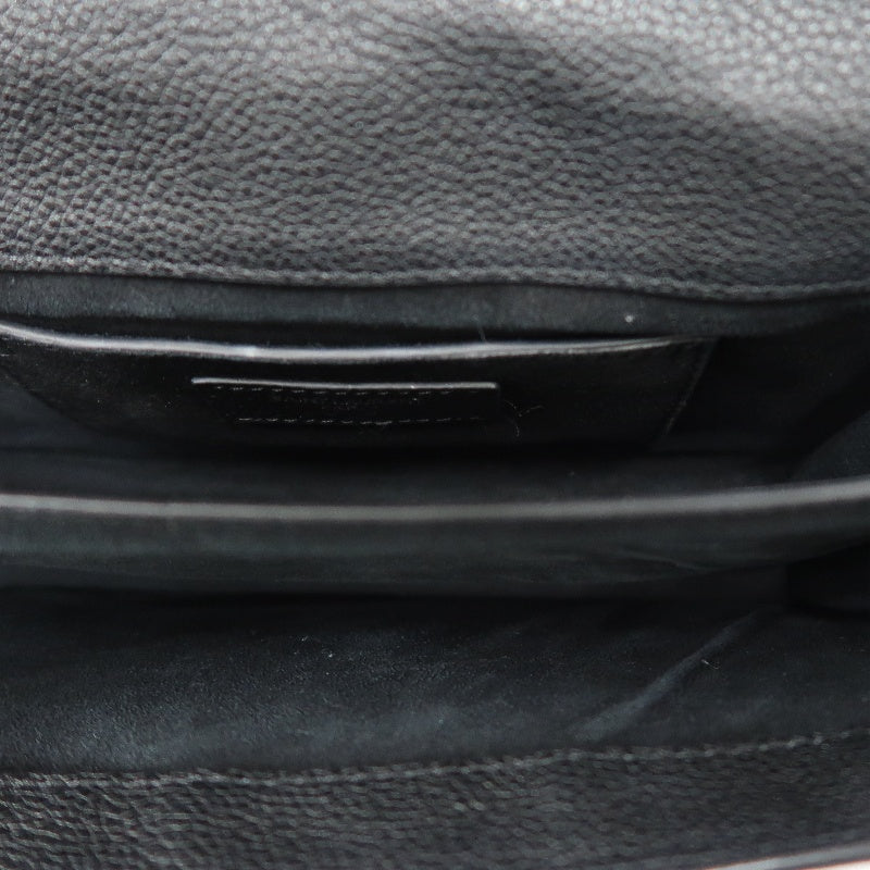 YSL Saint Laurent Sunset Shoulder Bag Calfskin Black Silver Hardware