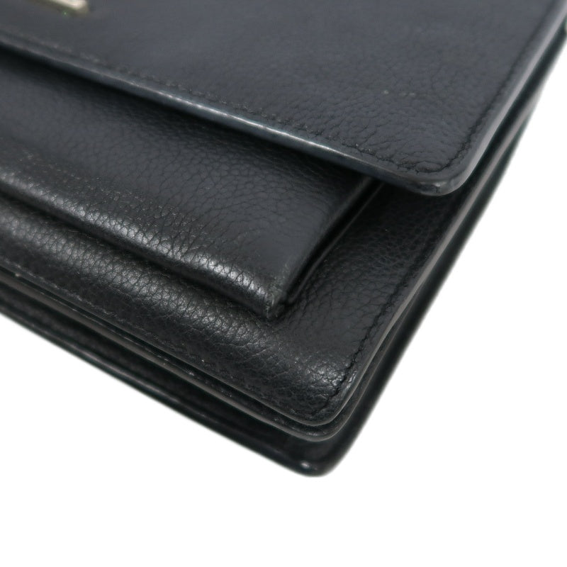 YSL Saint Laurent Sunset Shoulder Bag Calfskin Black Silver Hardware