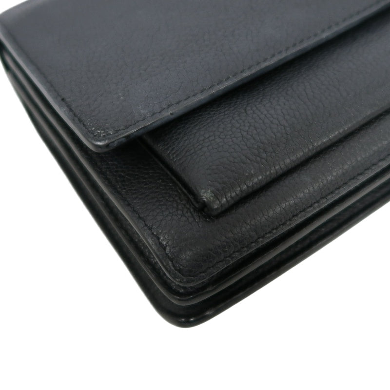 YSL Saint Laurent Sunset Shoulder Bag Calfskin Black Silver Hardware