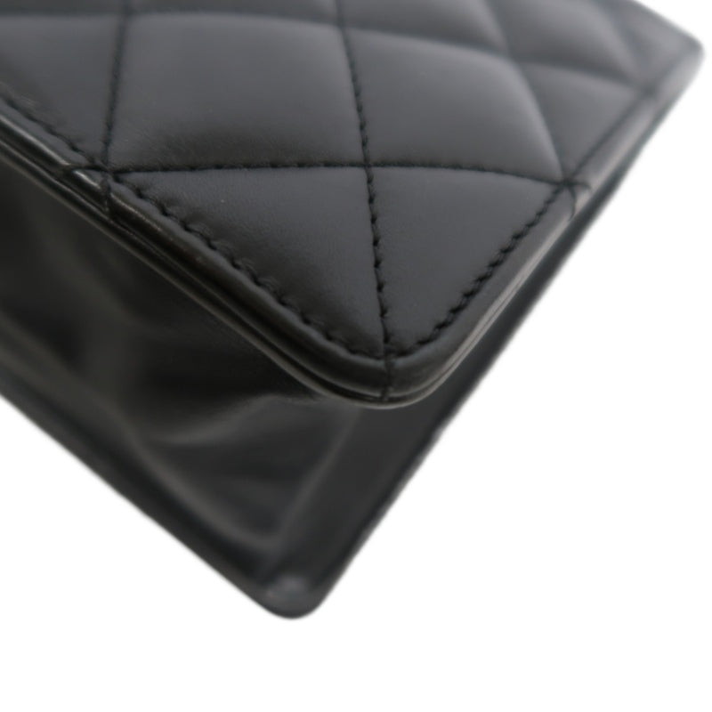CHANEL Matelassé Shoulder Bag Lambskin Black/Pink Silver Hardware