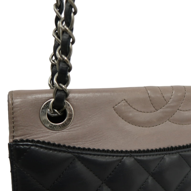 CHANEL Matelassé Shoulder Bag Lambskin Black/Pink Silver Hardware