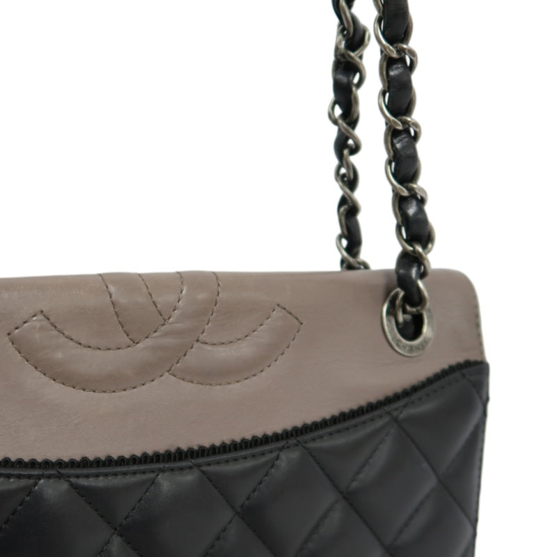 CHANEL Matelassé Shoulder Bag Lambskin Black/Pink Silver Hardware