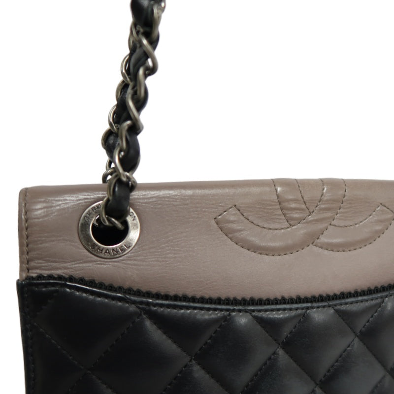 CHANEL Matelassé Shoulder Bag Lambskin Black/Pink Silver Hardware