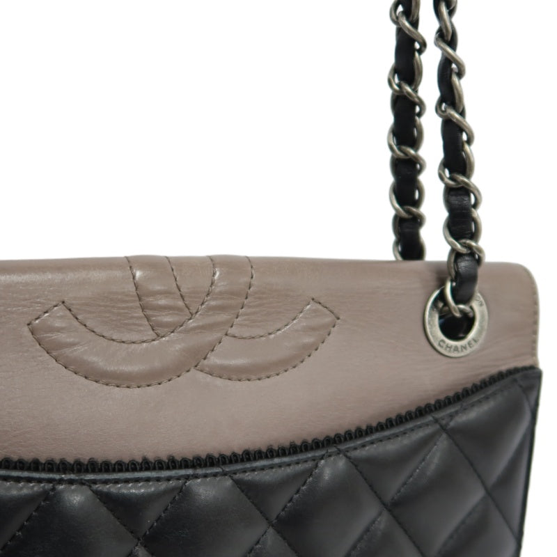CHANEL Matelassé Shoulder Bag Lambskin Black/Pink Silver Hardware