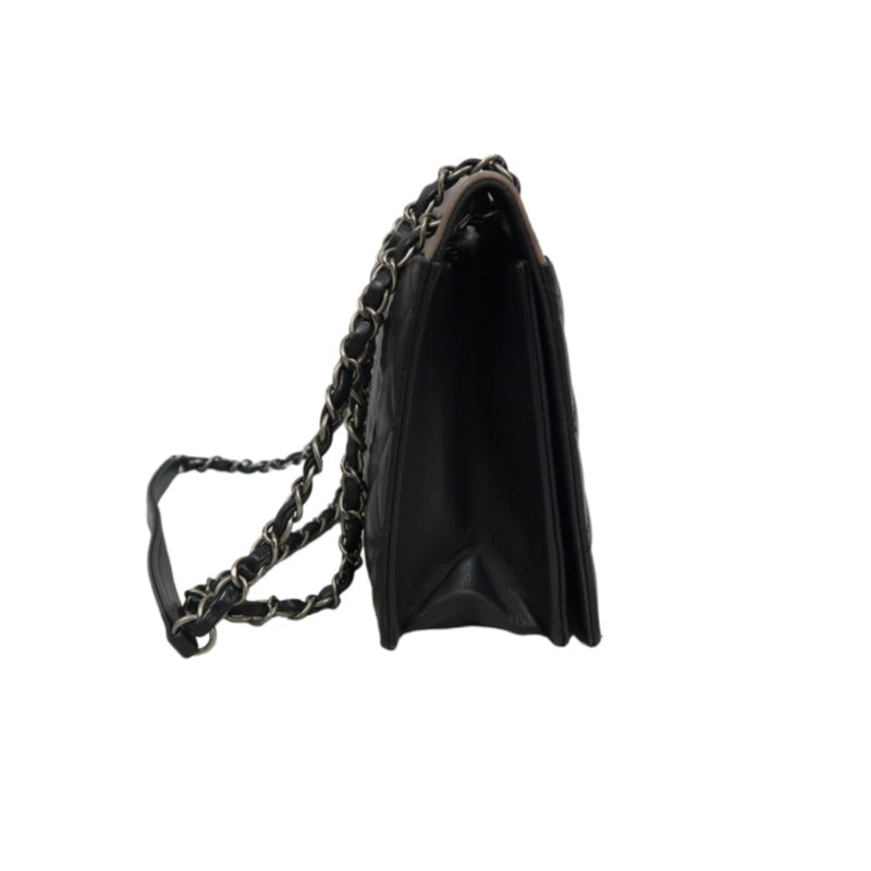CHANEL Matelassé Shoulder Bag Lambskin Black/Pink Silver Hardware