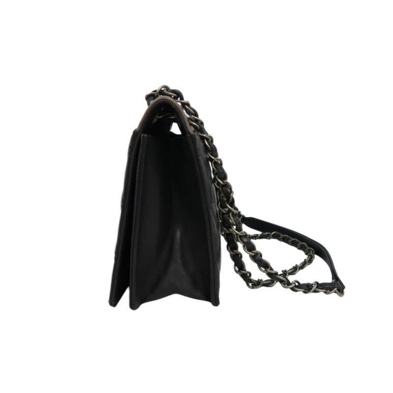 CHANEL Matelassé Shoulder Bag Lambskin Black/Pink Silver Hardware