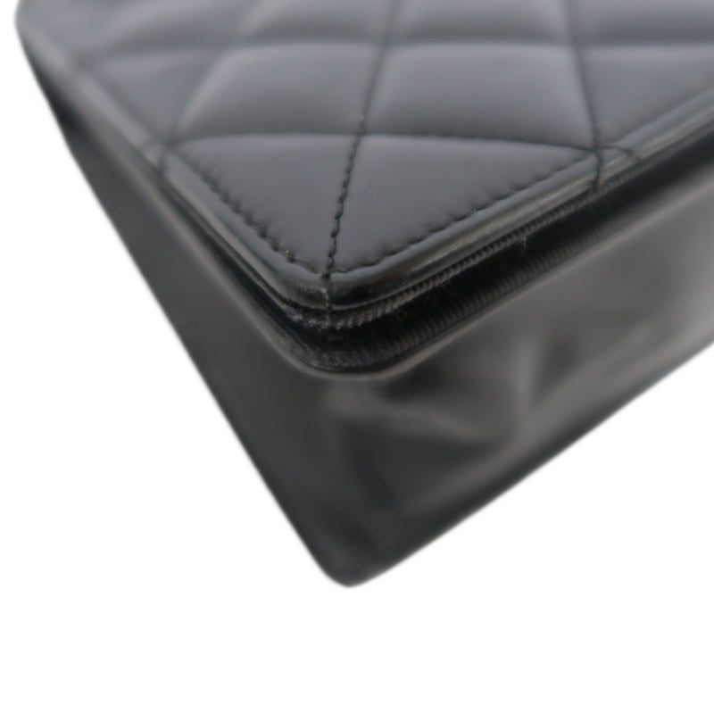 CHANEL Matelassé Shoulder Bag Lambskin Black/Pink Silver Hardware