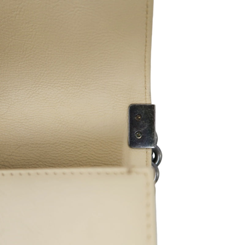 CHANEL Boy Leboy Shoulder Bag Calfskin Beige Silver Hardware