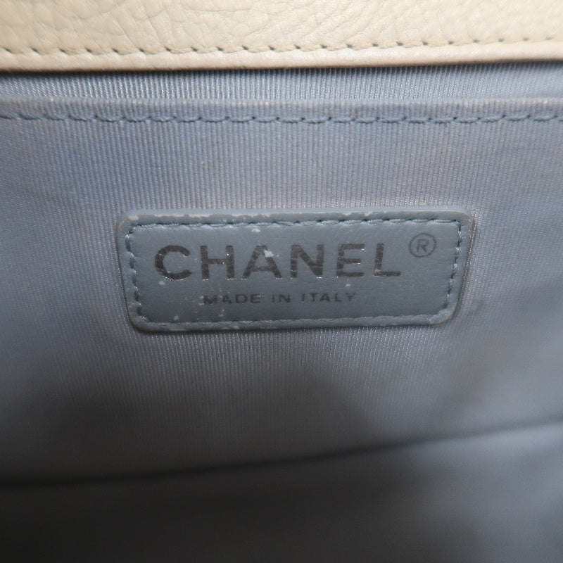 CHANEL Boy Leboy Shoulder Bag Calfskin Beige Silver Hardware