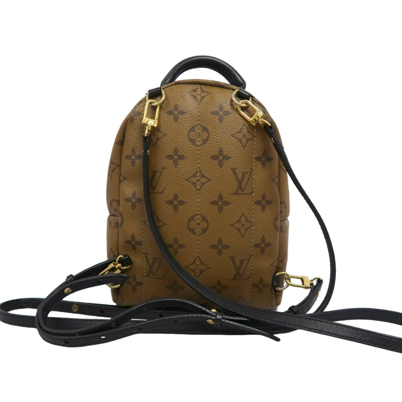 LOUIS VUITTON Reverse Monogram Palm Springs Pvc Backpack Brown Yellow Gold Hardware