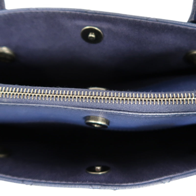 CHANEL Matelasse Calfskin Tote Shoulder Bag Blue Silver Hardware