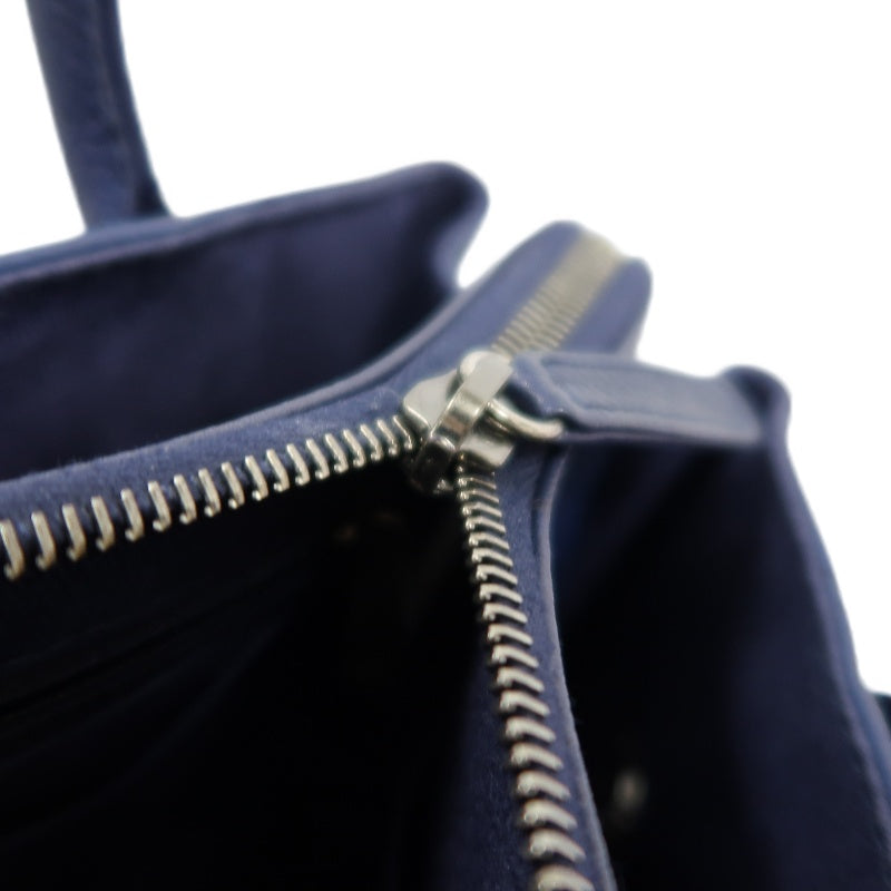 CHANEL Matelasse Calfskin Tote Shoulder Bag Blue Silver Hardware