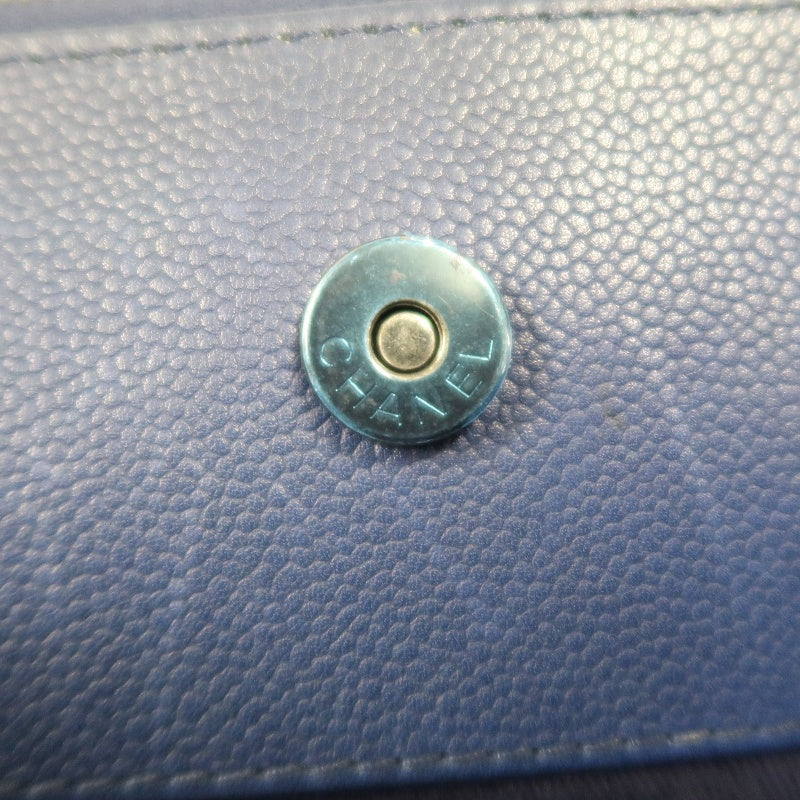 CHANEL Matelasse Calfskin Tote Shoulder Bag Blue Silver Hardware