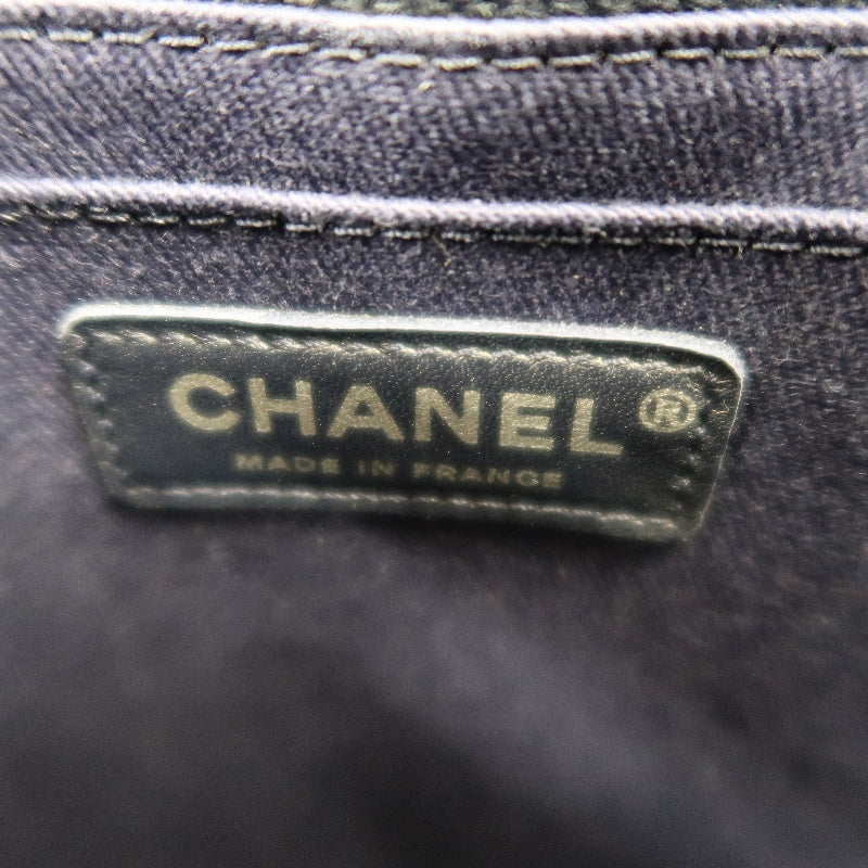 CHANEL Matelasse Calfskin Tote Shoulder Bag Blue Silver Hardware