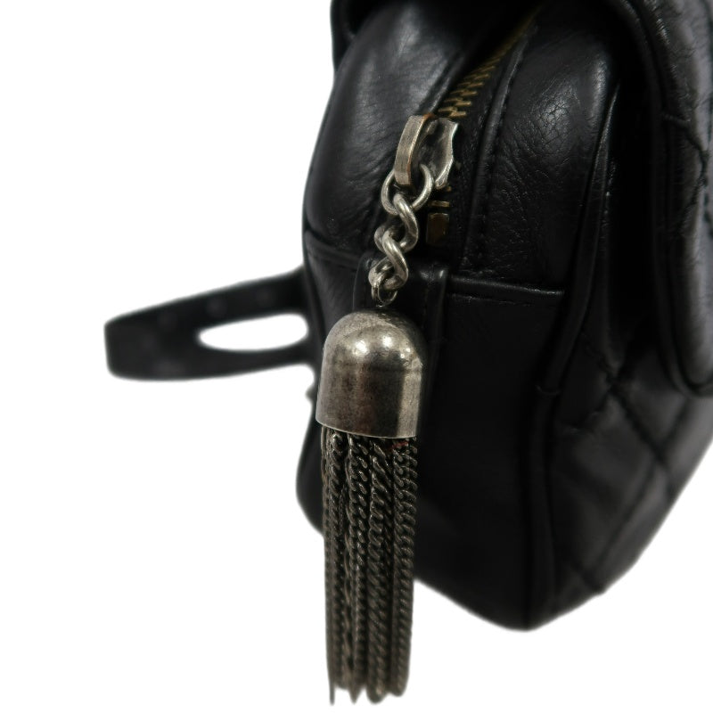 CHANEL Matelasse Lambskin Shoulder Bag Black Gold Hardware