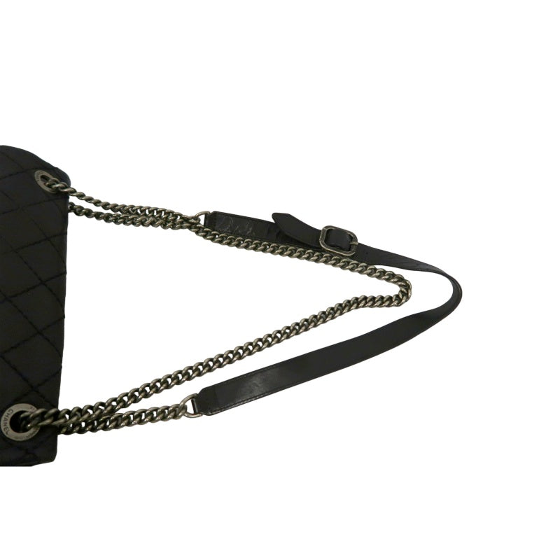 CHANEL Matelasse Lambskin Shoulder Bag Black Gold Hardware