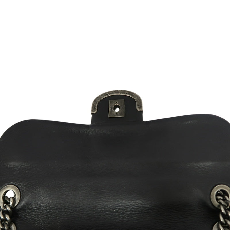 CHANEL Matelasse Lambskin Shoulder Bag Black Gold Hardware
