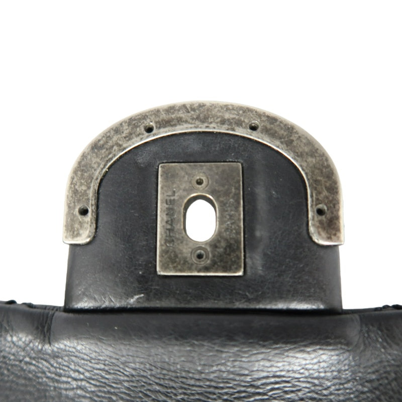 CHANEL Matelasse Lambskin Shoulder Bag Black Gold Hardware