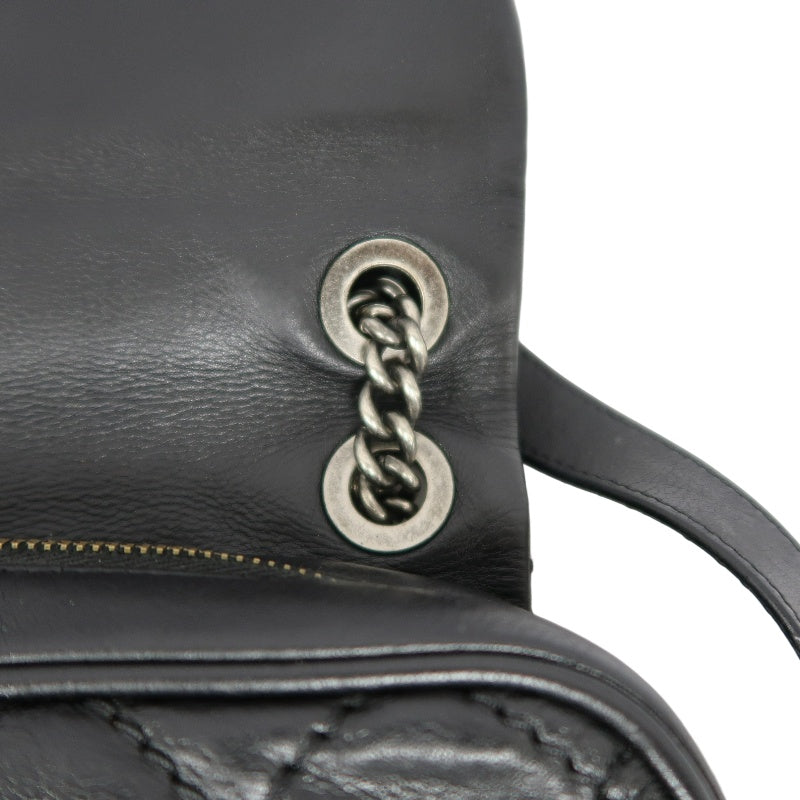 CHANEL Matelasse Lambskin Shoulder Bag Black Gold Hardware