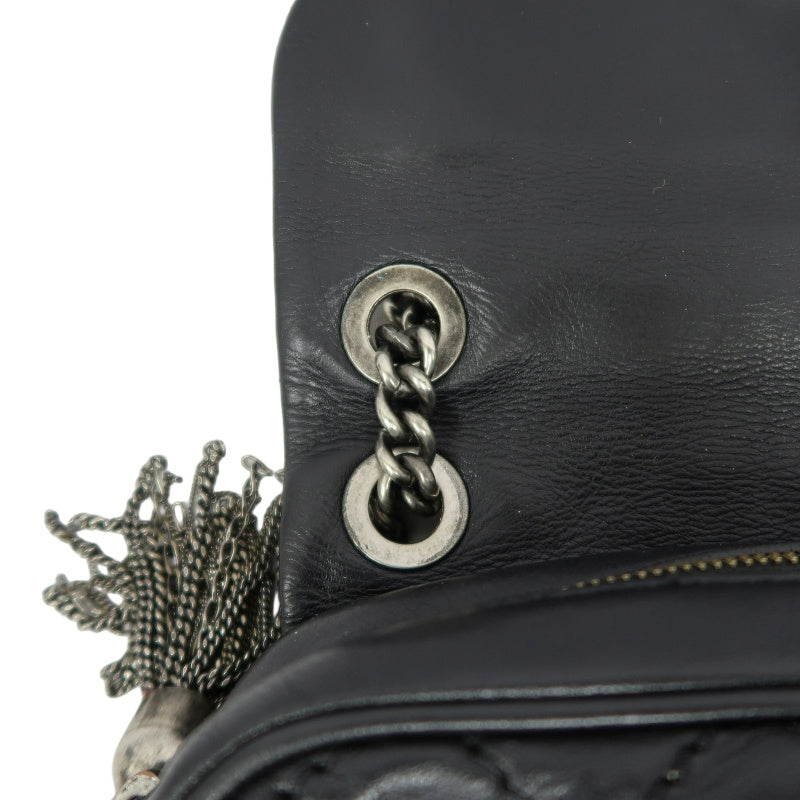 CHANEL Matelasse Lambskin Shoulder Bag Black Gold Hardware