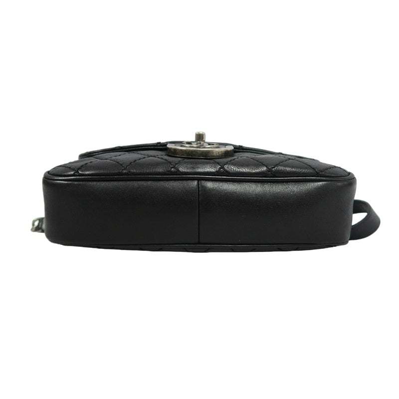 CHANEL Matelasse Lambskin Shoulder Bag Black Gold Hardware
