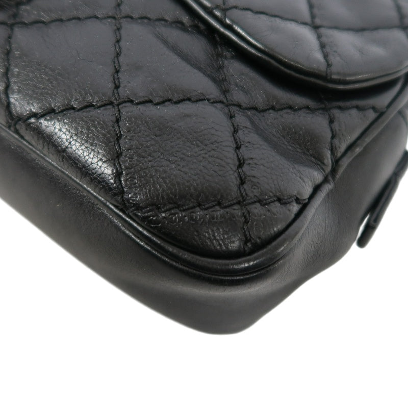 CHANEL Matelasse Lambskin Shoulder Bag Black Gold Hardware