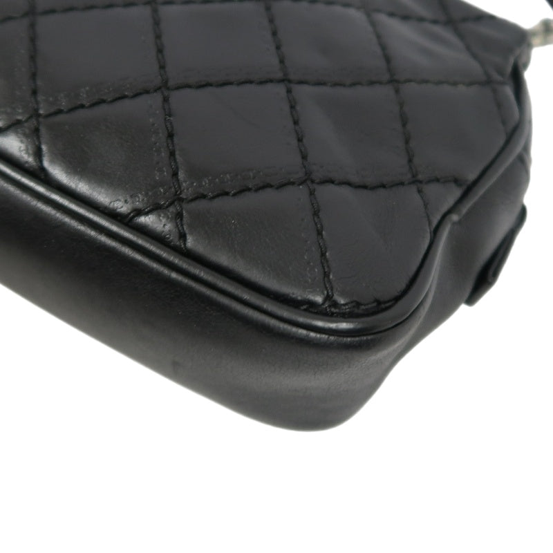 CHANEL Matelasse Lambskin Shoulder Bag Black Gold Hardware