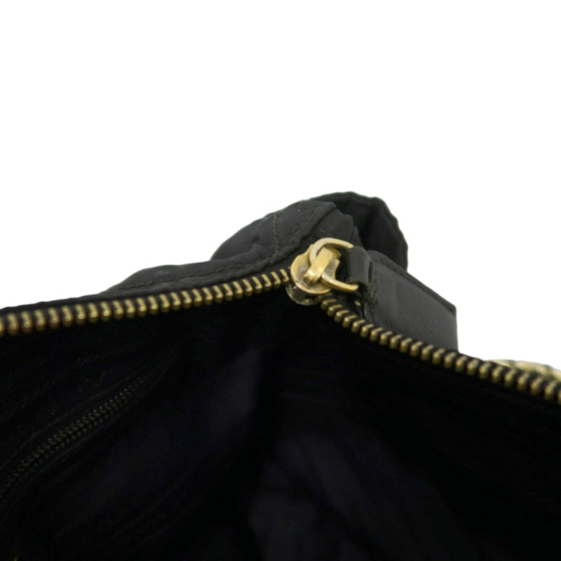 PRADA Nylon Shoulder Bag Black Gold Hardware