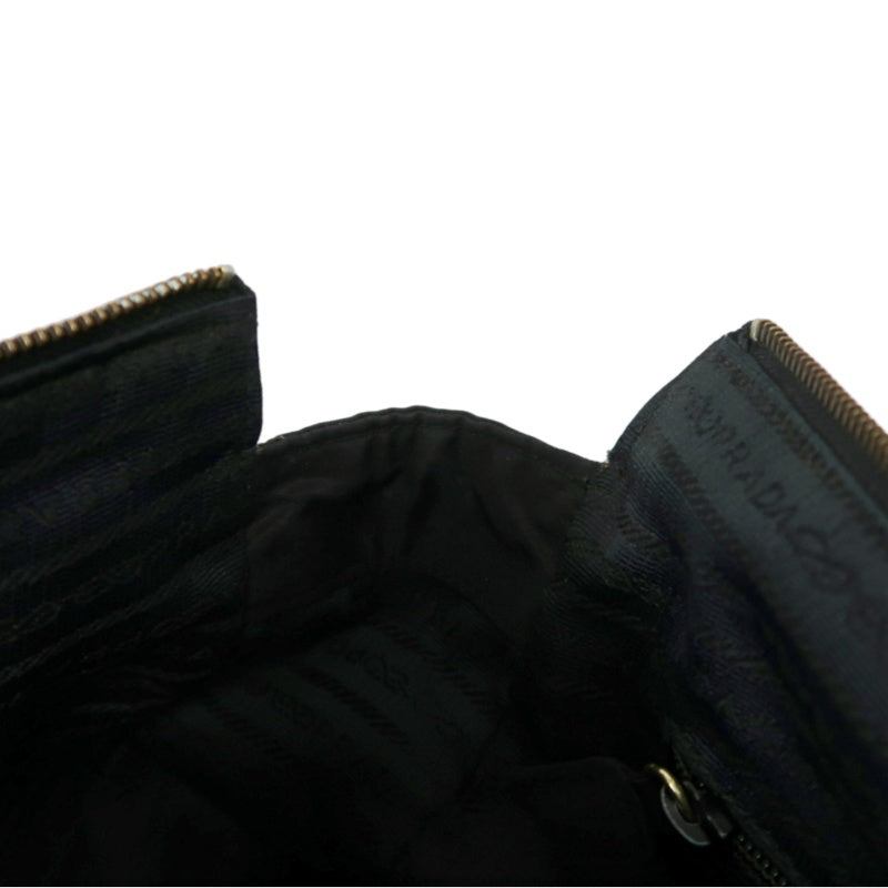 PRADA Nylon Shoulder Bag Black Gold Hardware