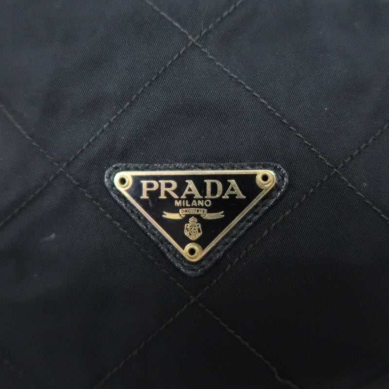 PRADA Nylon Shoulder Bag Black Gold Hardware