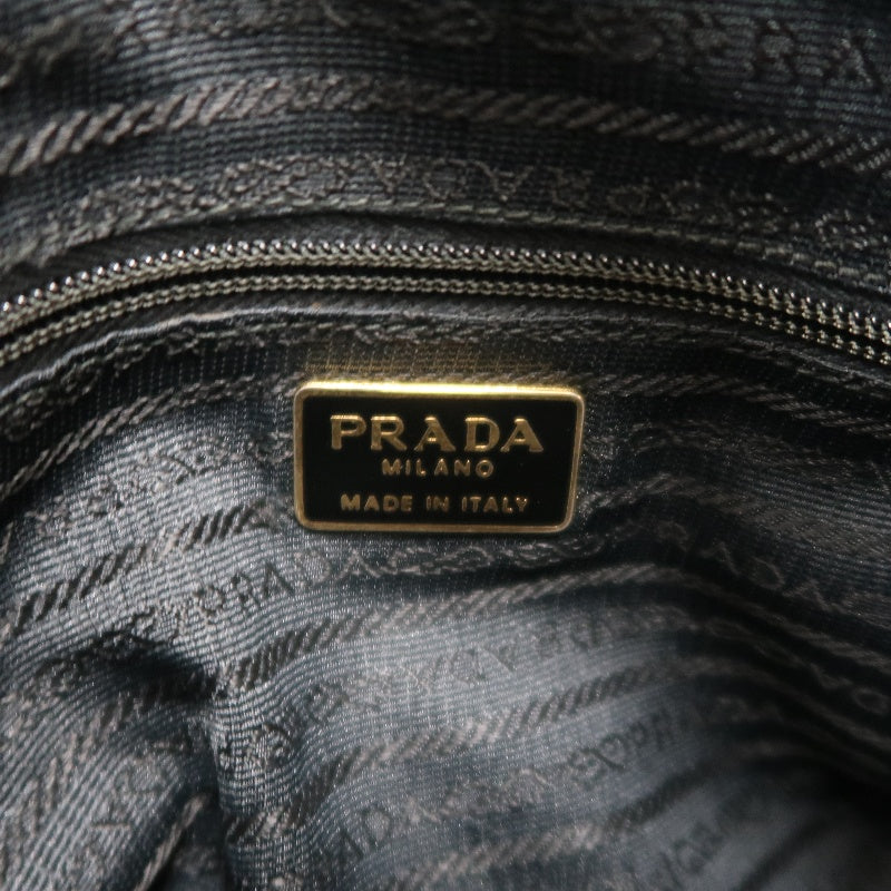 PRADA Nylon Shoulder Bag Black Gold Hardware