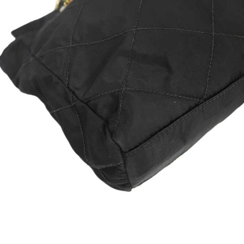 PRADA Nylon Shoulder Bag Black Gold Hardware