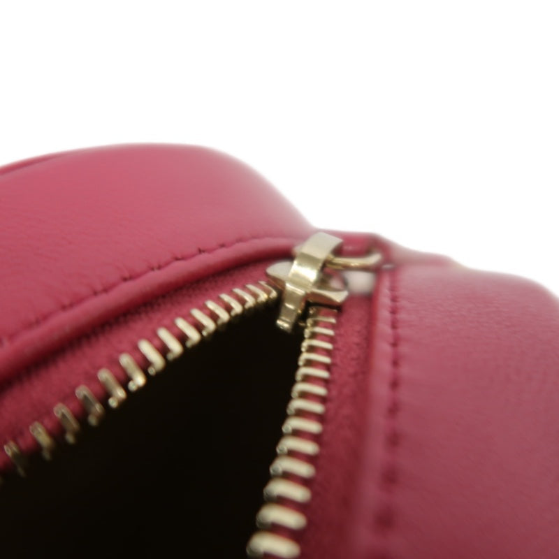 CHANEL Matelasse Mini Round Lambskin Shoulder Bag Pink Gold Hardware