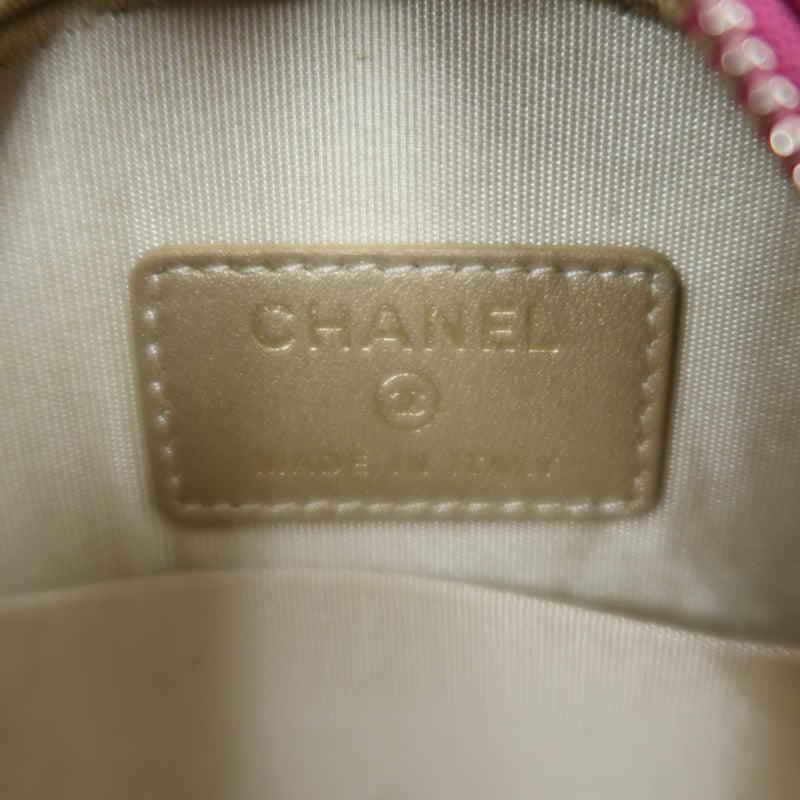 CHANEL Matelasse Mini Round Lambskin Shoulder Bag Pink Gold Hardware
