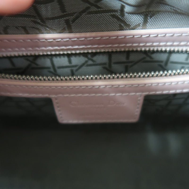 DIOR Cannage Lady Dior Lambskin Handbag Pink Silver Hardware With Shoulder Strap