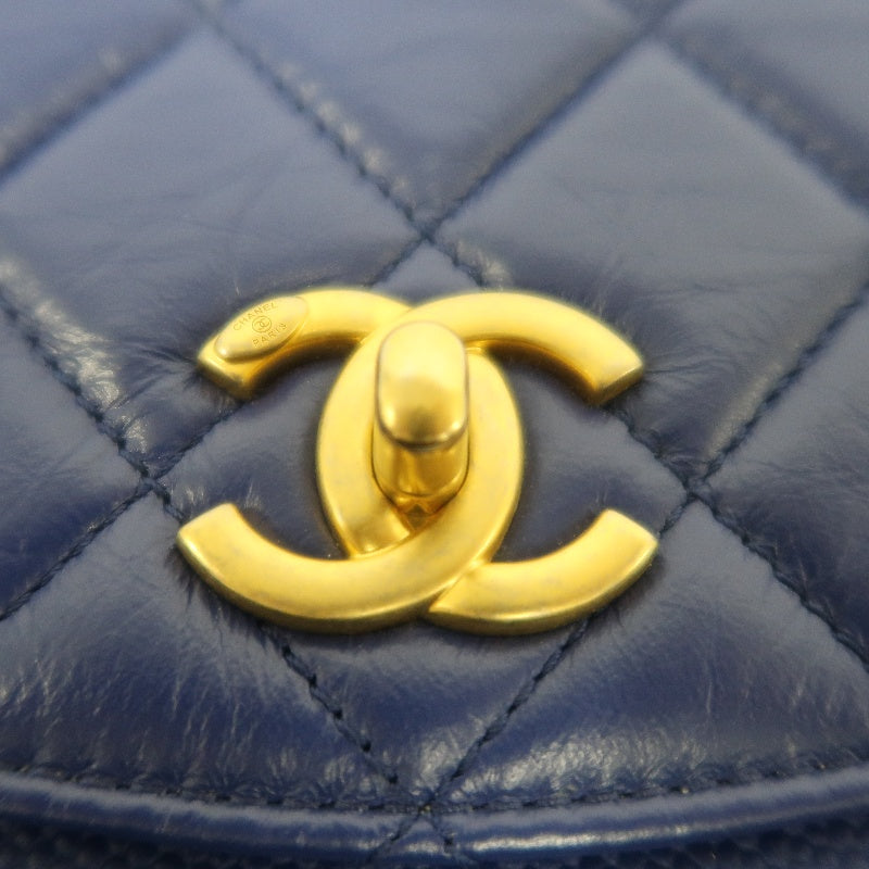 CHANEL Matelasse Lambskin Flap Shoulder Bag Blue Gold Hardware
