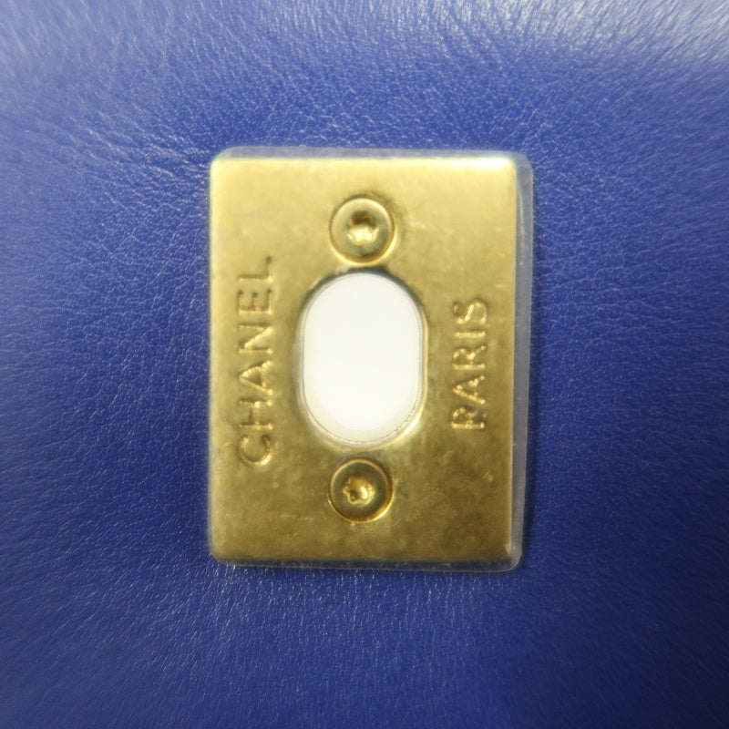 CHANEL Matelasse Lambskin Flap Shoulder Bag Blue Gold Hardware