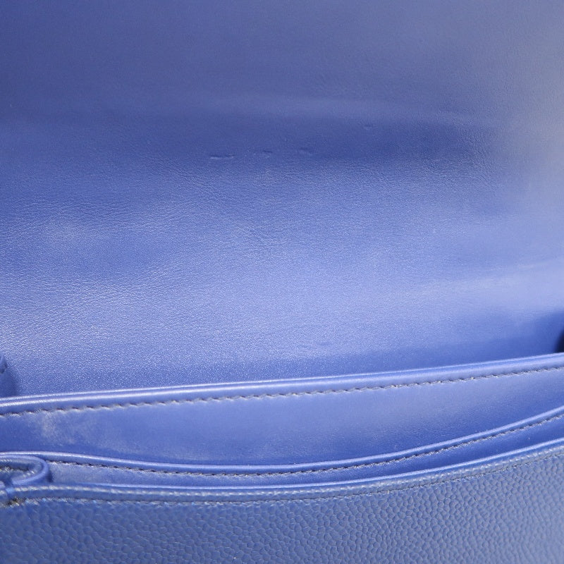 CHANEL Matelasse Lambskin Flap Shoulder Bag Blue Gold Hardware