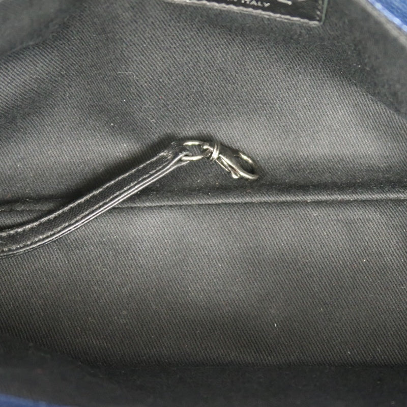 CHANEL Matelasse Calfskin Tote Shoulder Bag Navy Blue Silver Hardware