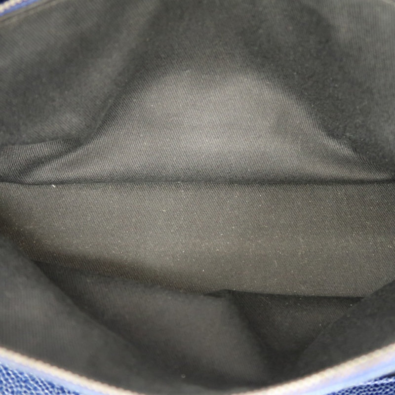 CHANEL Matelasse Calfskin Tote Shoulder Bag Navy Blue Silver Hardware