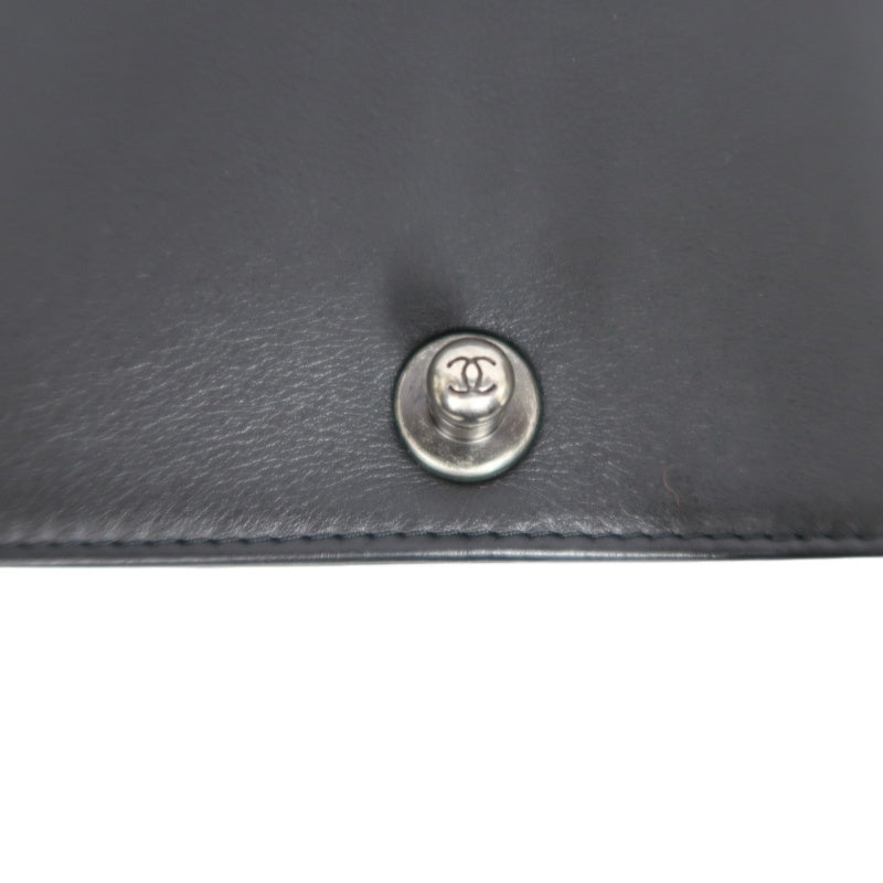 CHANEL BOY CHANEL Lambskin Shoulder Bag Black Silver Hardware