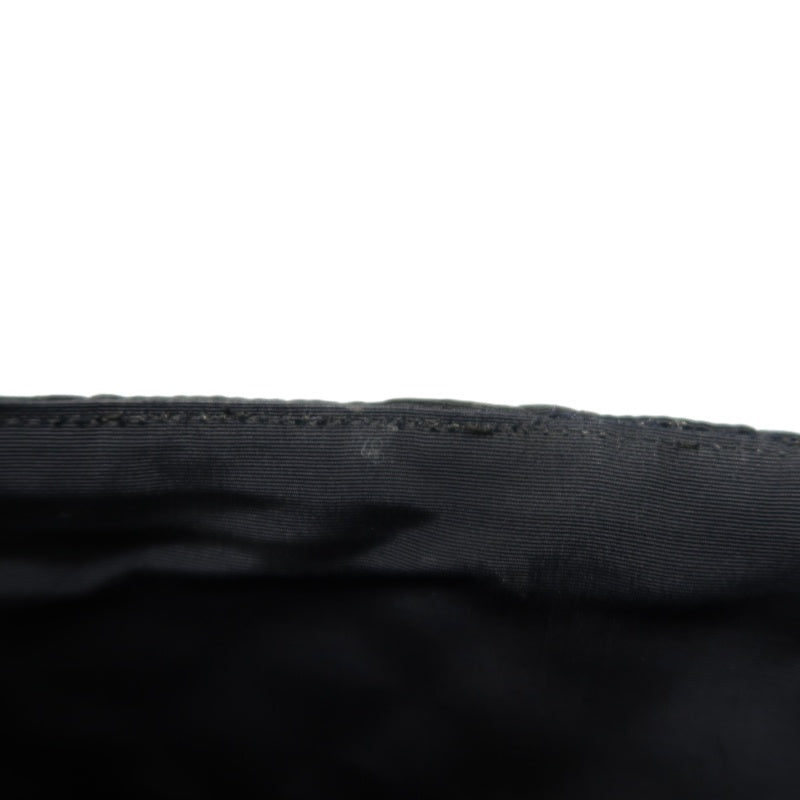 CHANEL 2.55 Canvas Shoulder Bag Black Silver Hardware