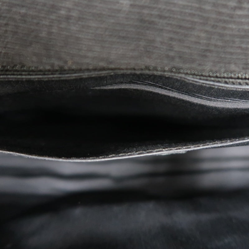 CHANEL 2.55 Canvas Shoulder Bag Black Silver Hardware