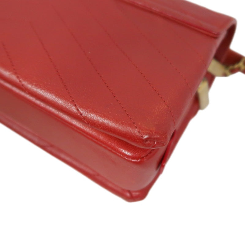 CHANEL Chevron Calfskin Envelope Shoulder Bag Red Gold Hardware