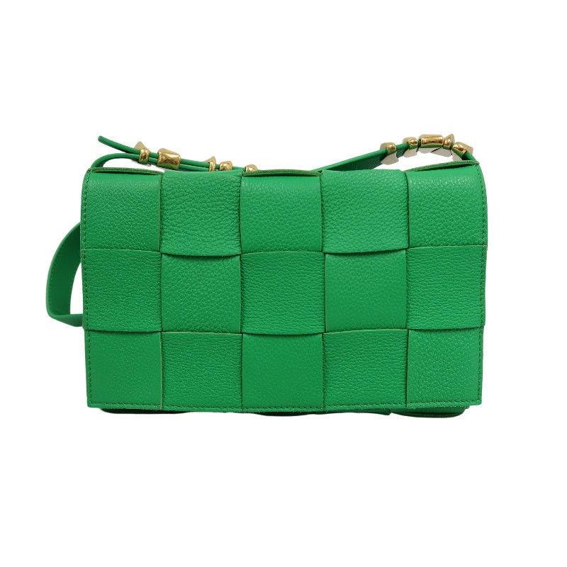 BOTTEGA VENETA Intreccio Cassette Calfskin Shoulder Bag Green