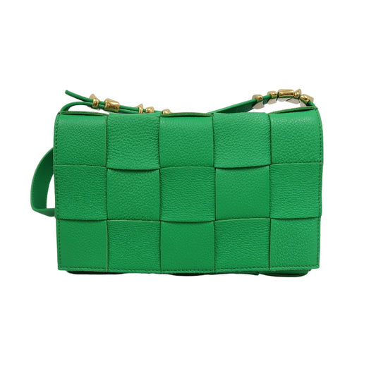 BOTTEGA VENETA Intreccio Cassette Calfskin Shoulder Bag Green
