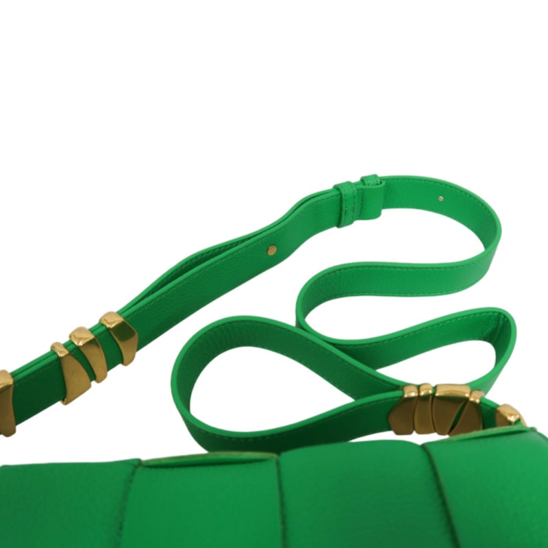 BOTTEGA VENETA Intreccio Cassette Calfskin Shoulder Bag Green