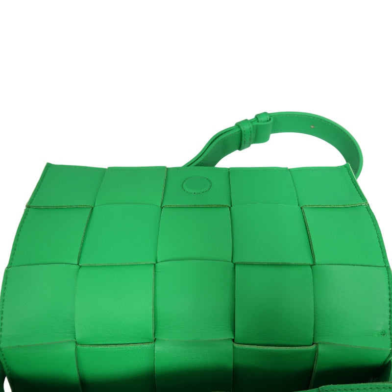 BOTTEGA VENETA Intreccio Cassette Calfskin Shoulder Bag Green